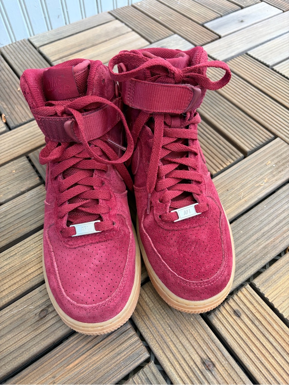 Nike Women's High-Top Sneakers in Burgundy Suede